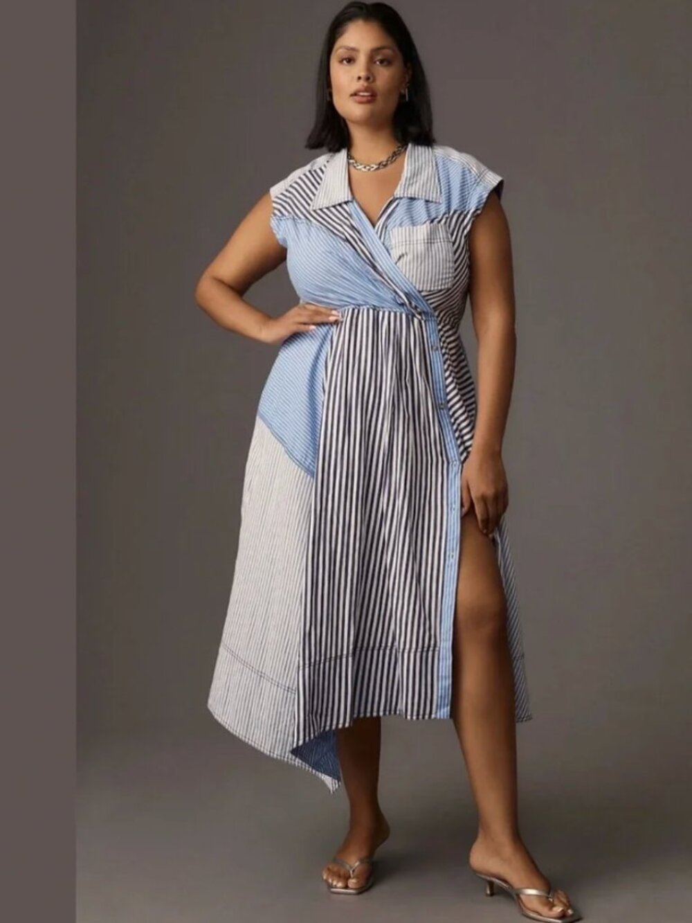 Pilcro Reworked Striped Shirt Dress - 1X